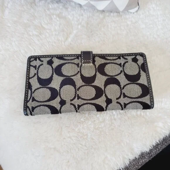Coach Monogram Signature bifold Leather Canvas Wallet - Picture 3 of 5